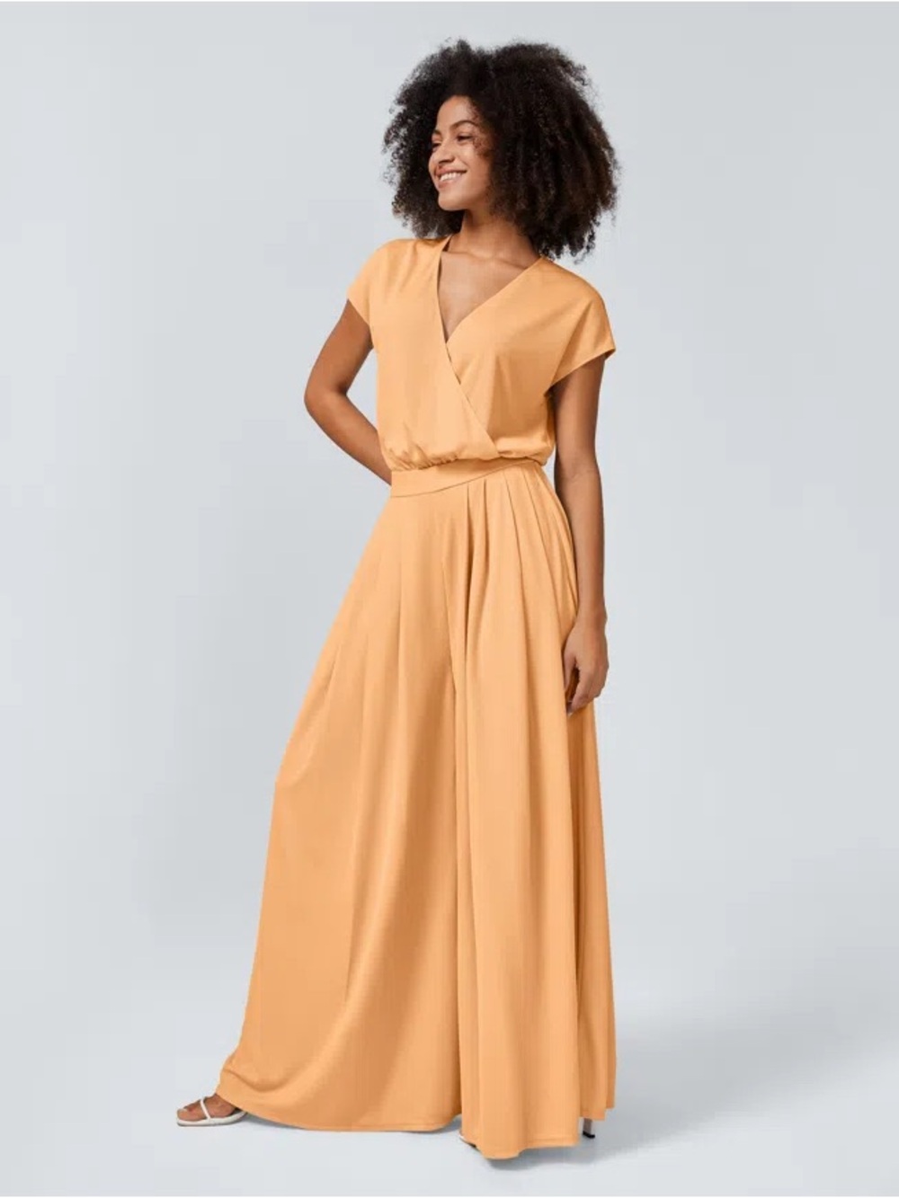 V Neck Short Sleeve Pocket Wide Leg Flowy Waffle Women Formal Long Chic Casual